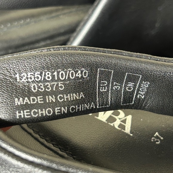 ZARA Shoes EU 37 US 7 Elegant Black Leather Slingback Clog Wedge Modern Minimal - Picture 8 of 9